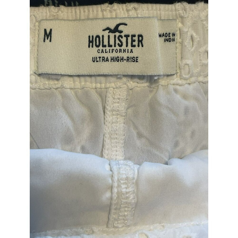 Hollister Womens White Eyelet High Rise Ruffle Faux wrap Skort M Lined side zip - Picture 4 of 5